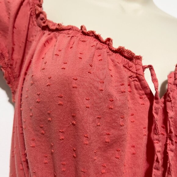 Old Navy Womens Milkmaid Maxi Dress Size M Coral Cottagecore Prairie Romantic - Picture 4 of 9